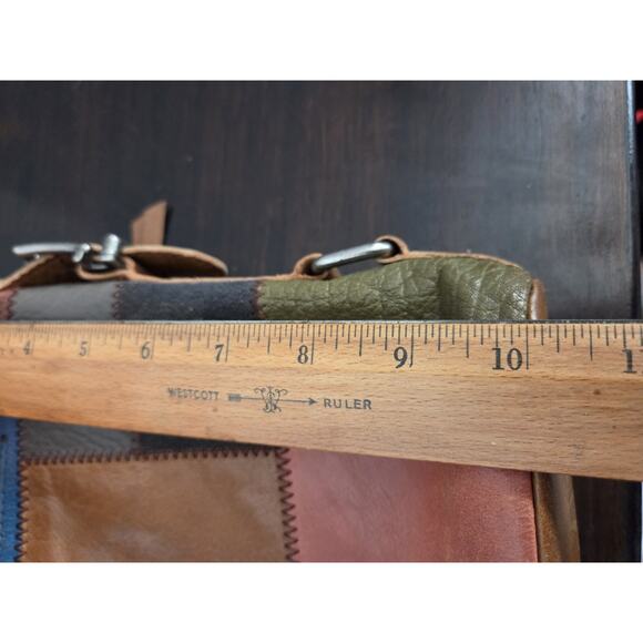 Vtg The Sak Crossbody Purse Leather Suede Patchwork 10x9 Inch Happy & Free Boho - Picture 13 of 15